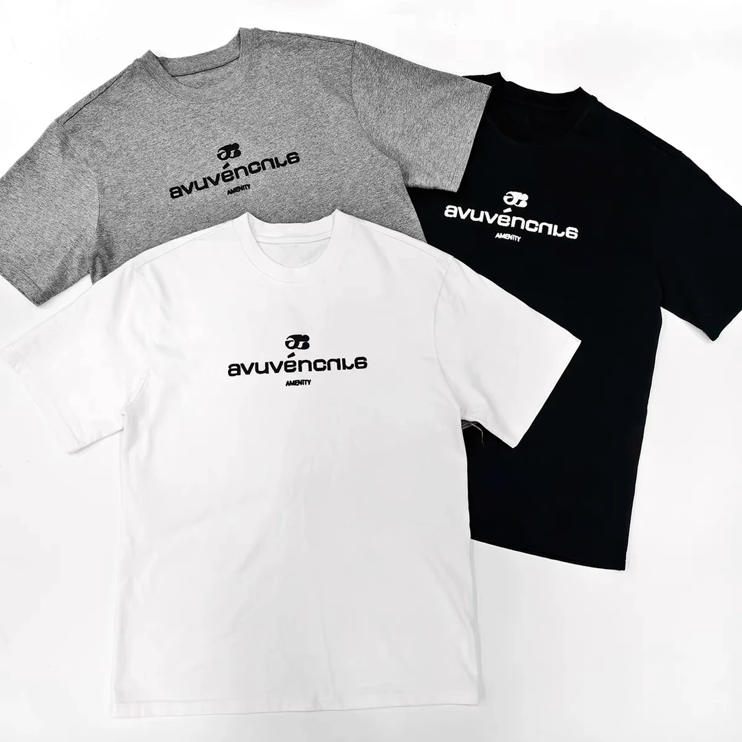 5023短袖#欧洲站2025春季新款复古丝巾领字母印花假两件时尚T恤