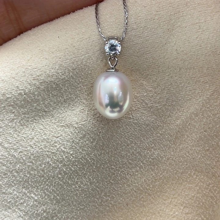 吊坠(不含链)银S925镶嵌海水珍珠9mm17号