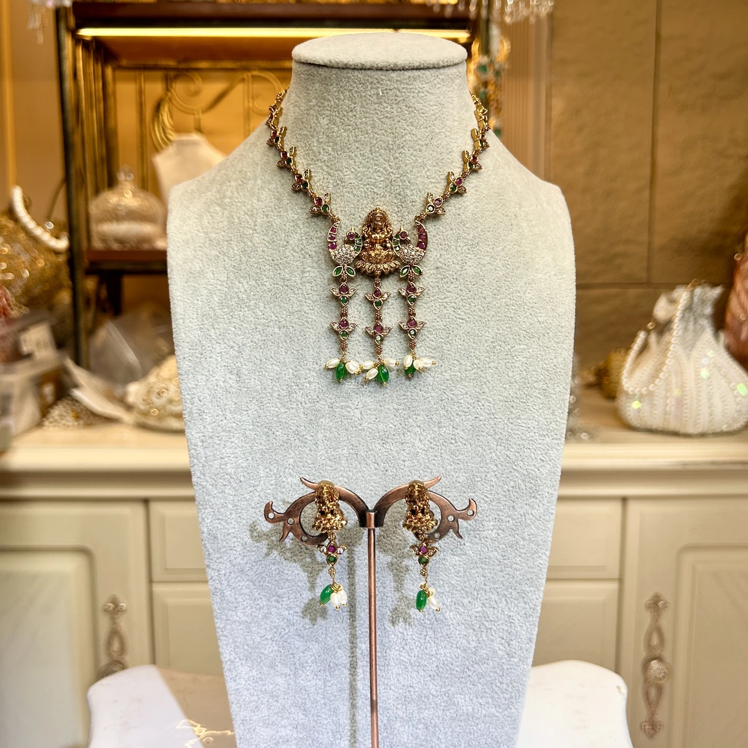 铜合金玻璃项链 印度印巴项链套装【04418】