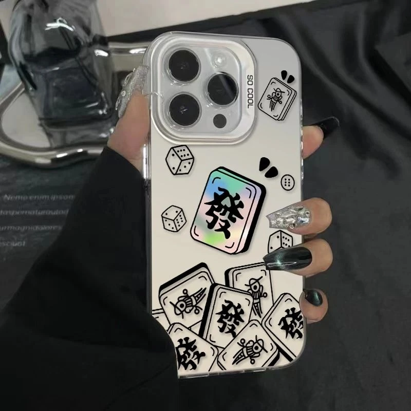 麻将发适用苹果16PROMAX手机壳iPhone15大孔14小众13硬壳12爆款11