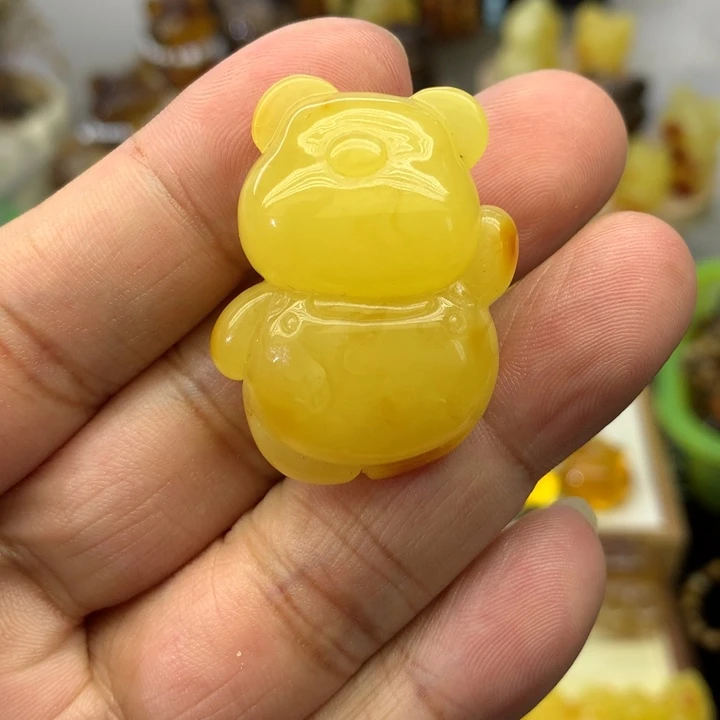蜜蜡吊坠(不含链)未镶嵌焦皮料乖乖熊