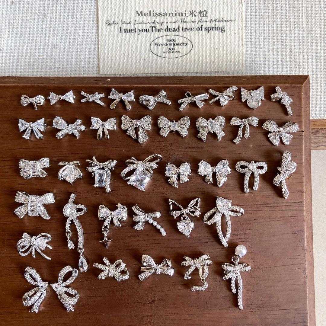 MELISSANINI米粒【蝴蝶结系列2】铜镶锆高品网红款美甲饰品吊坠M45