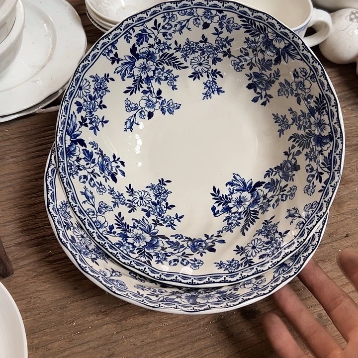 国营尾货青花碗一对