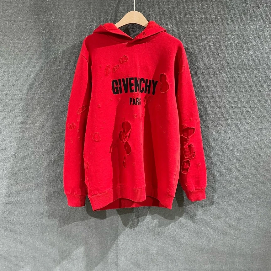 95新 Givenchy/纪梵希 （pm）网纱破坏帽衫卫衣 s码/3615