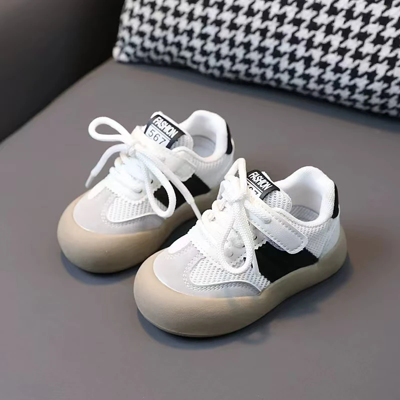 儿童2025春季新款软底防滑板鞋网面透气男女童休闲鞋338