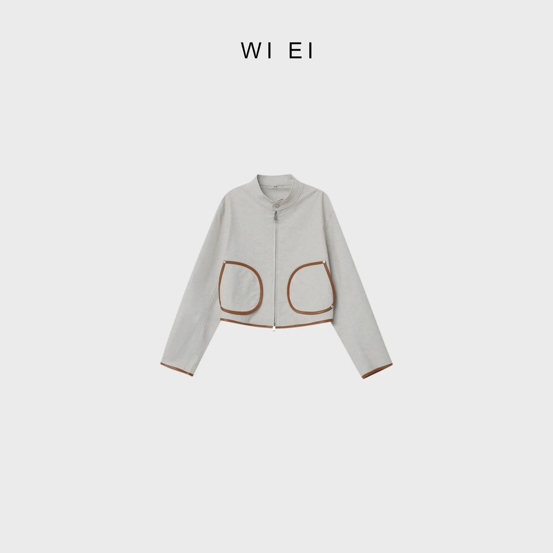 《WI EI》白杏仁*静奢老钱调 经典版型 亚麻混纺立领外套 23623