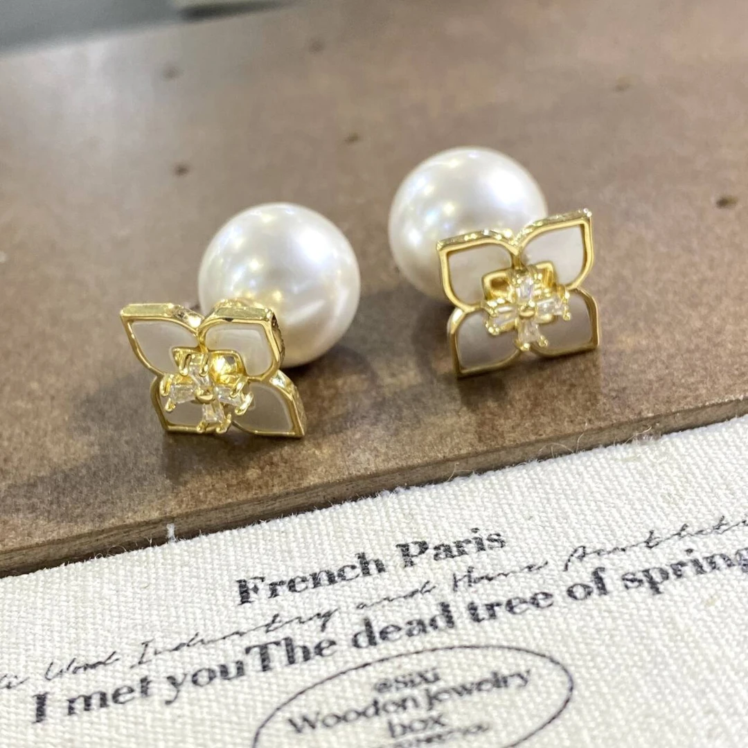 铜合金仿珍珠耳饰 简约百搭珠珠耳饰 D36