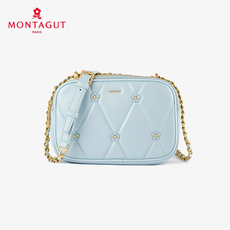 Montagut/梦特娇【618提前购】欧若风羊皮花朵包休闲单肩斜挎包