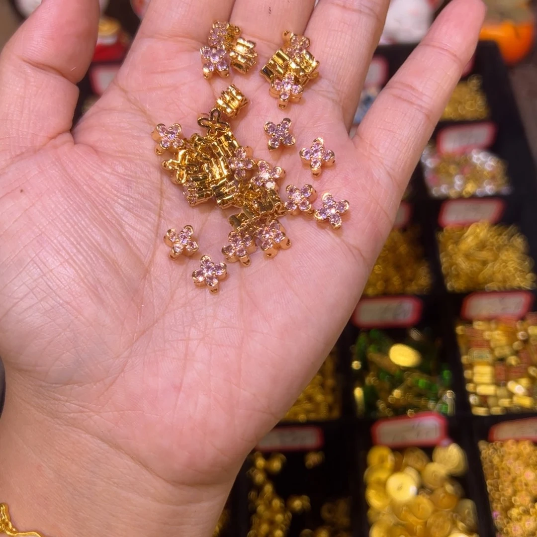 合金精工18紫色四叶穿孔