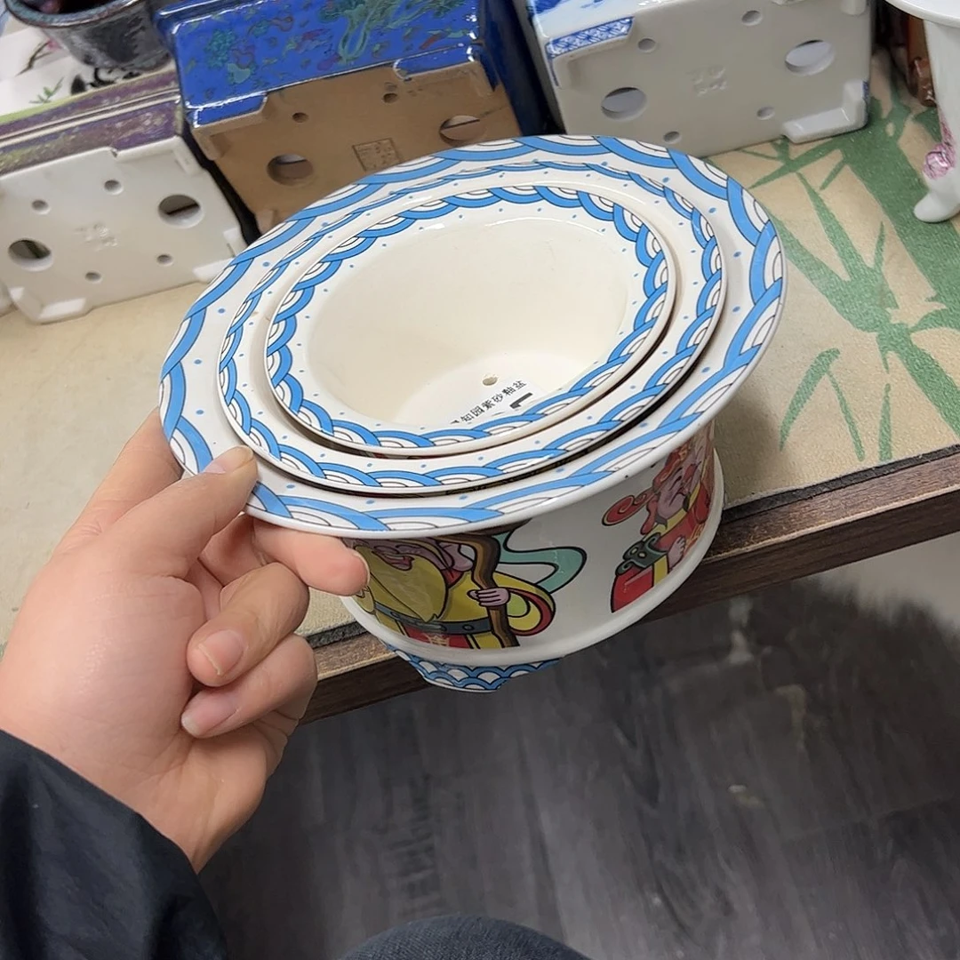 花盆紫砂025号财神三件套福利13-15-20cm