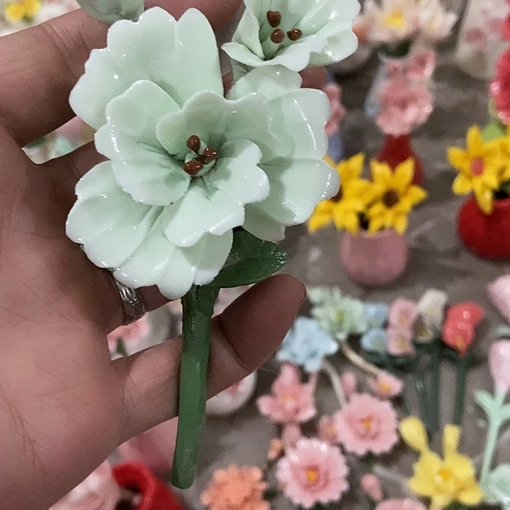 瓷片纯手工陶瓷花摆件