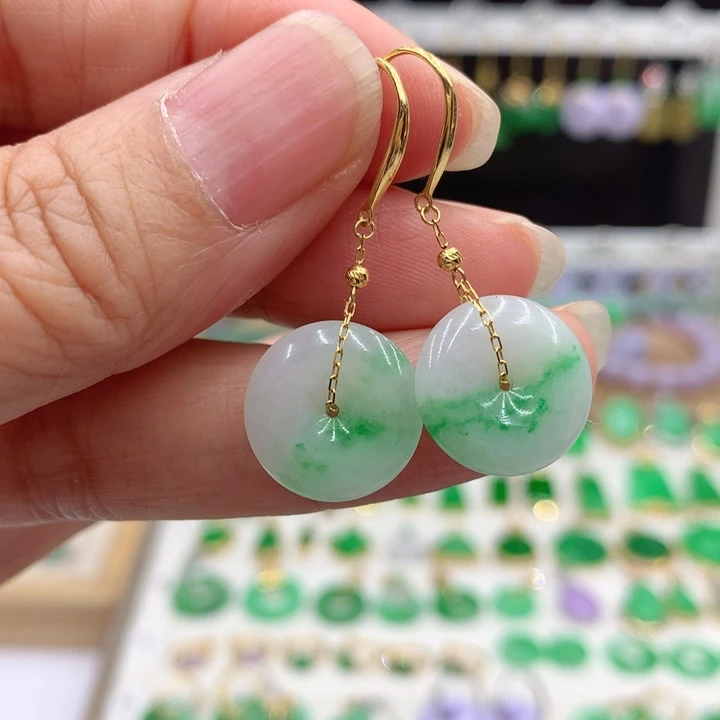 翡翠18K金镶嵌耳饰