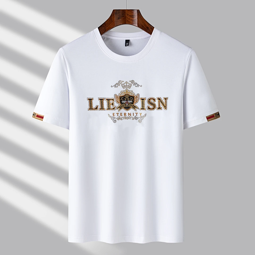 【小巷名品】欧洲站黑金刺绣小蜜蜂设计师2025年夏季新款丝光棉短袖