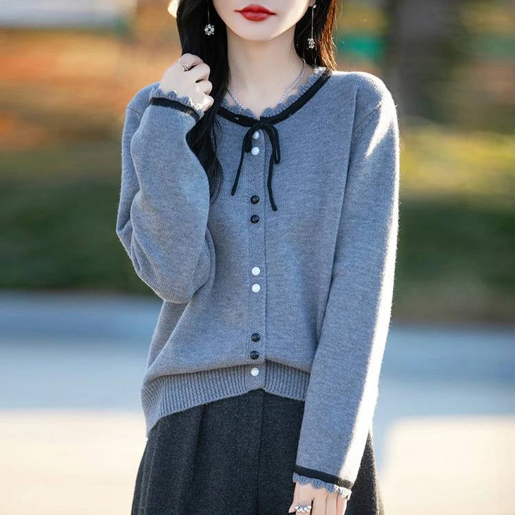 温婉大方衣服网红洋气炸街女装针织开衫春秋春游LS-LSSY2713