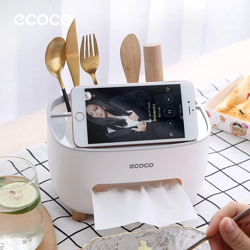 ecoco纸巾盒家用客厅茶几餐厅创意多功能卧室桌面遥控收纳抽纸盒