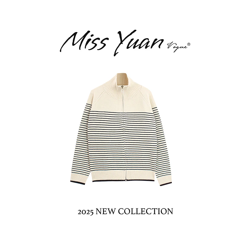 M.Y媛总 2025秋冬季新款立领长袖条纹时尚毛针织衫MY2635S