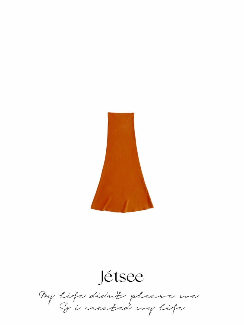 【邱邱分享】铜氨斜裁半裙（加长版） B40238/脏橘色