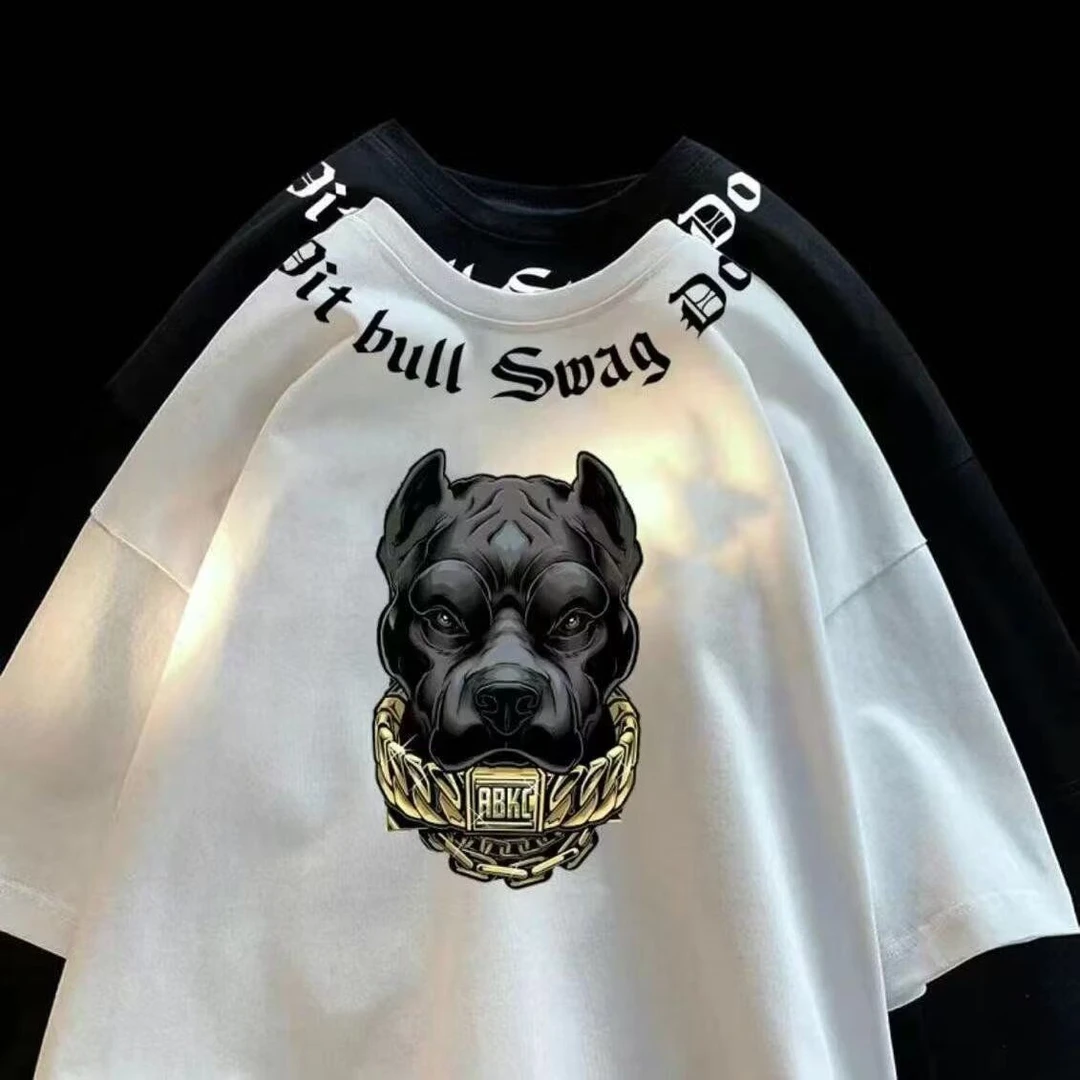 短袖t恤男潮牌夏季宽松五分袖2025年新款网红潮流ins简约印花上衣