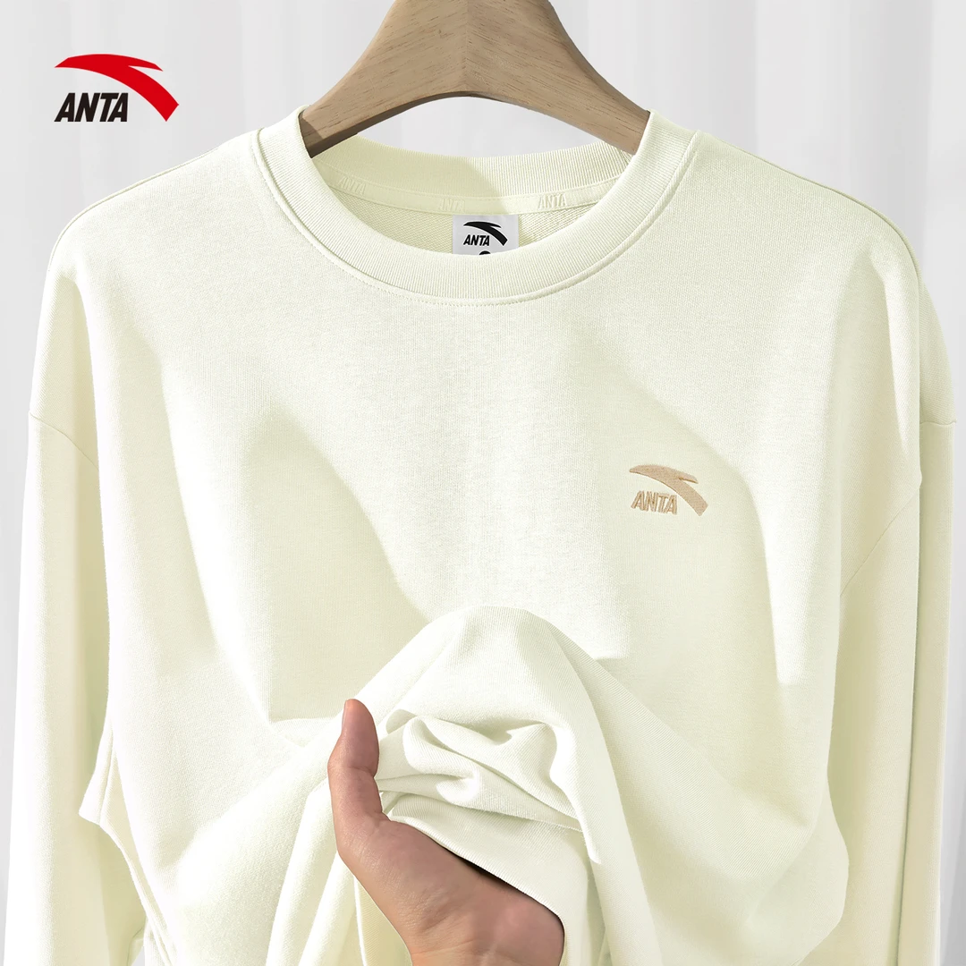 安踏运动卫衣男士休闲长袖秋季新款宽松圆领套头衫百搭打底衫正品