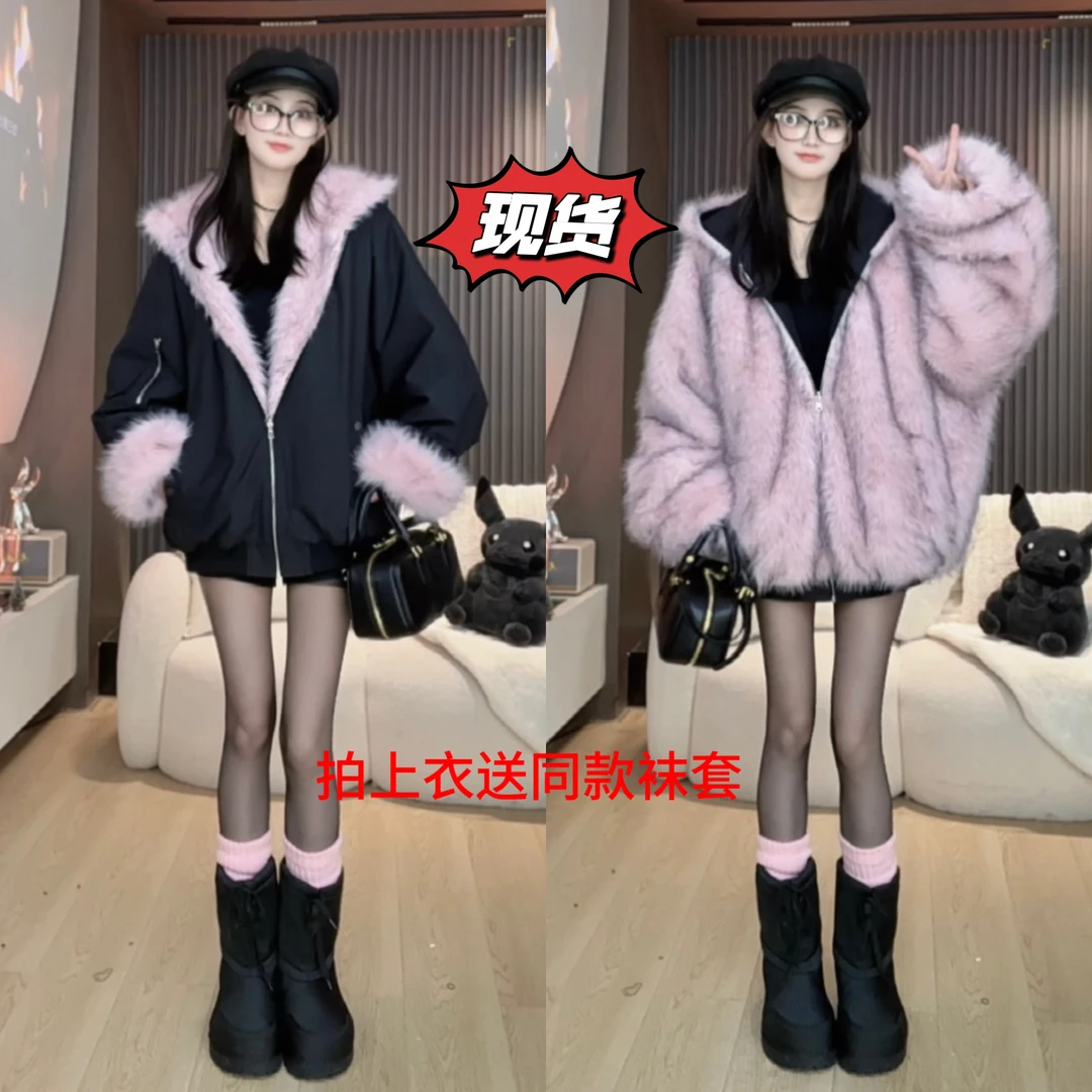 M胡萝卜【两面穿草草派克服】冬季新款宽松显瘦减龄加厚时尚气质