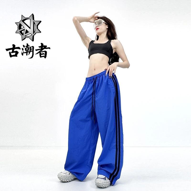 十三姨纹运动裤女夏季薄款美式复古户外登山工装裤宽松显瘦阔腿裤