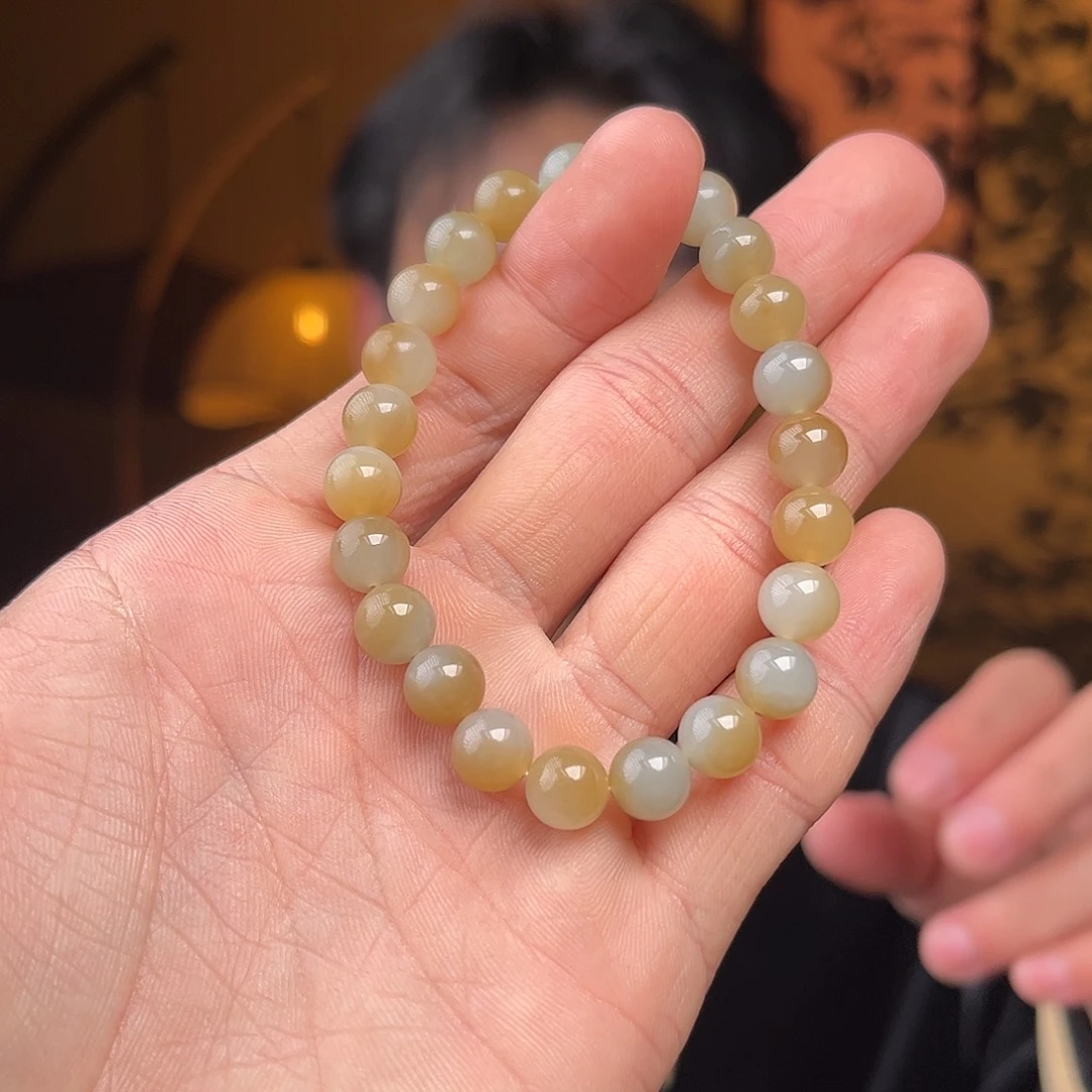 和田玉手串未镶嵌金山且末一口糖单圈