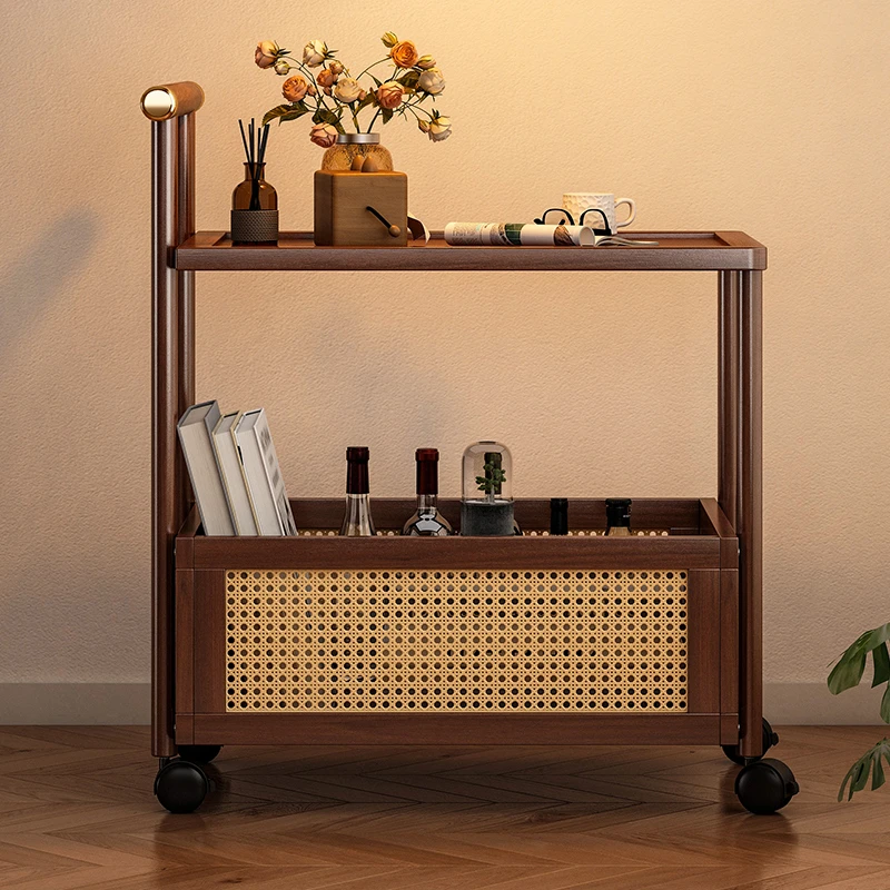 中古小推车零食置物架客厅落地可移动带轮杂物储物柜简易收纳架子