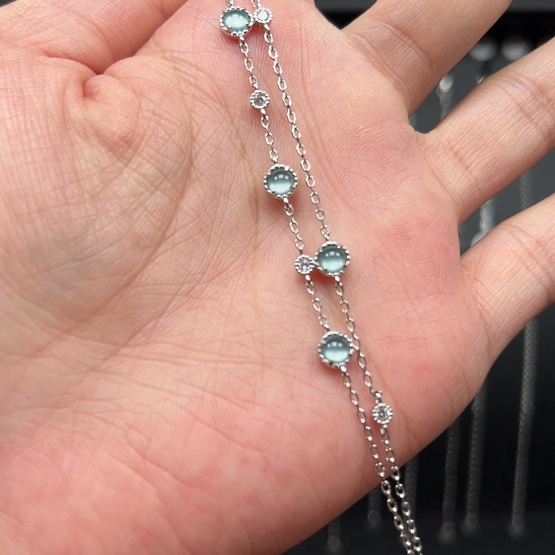 翡翠银S925镶嵌手链