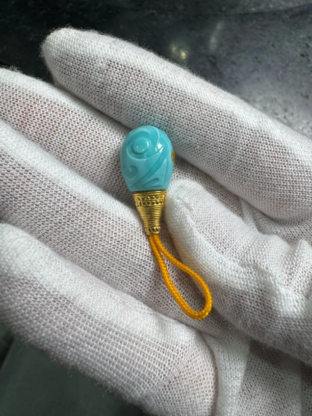 原矿绿松石秦古料佛塔三通尺寸11.88mm