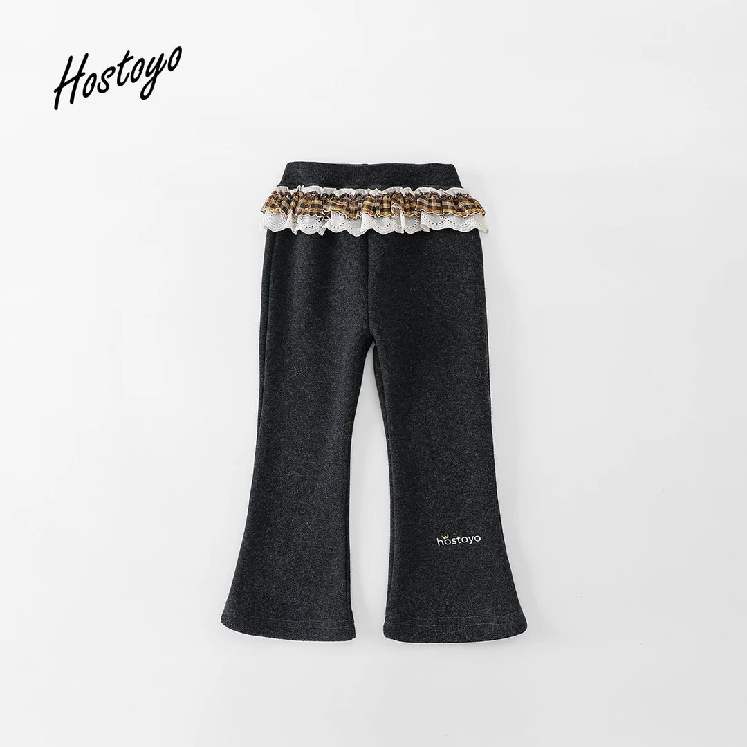 【皇室童缘】冬季新款加绒加厚女童蕾丝花边打底裤17830360040
