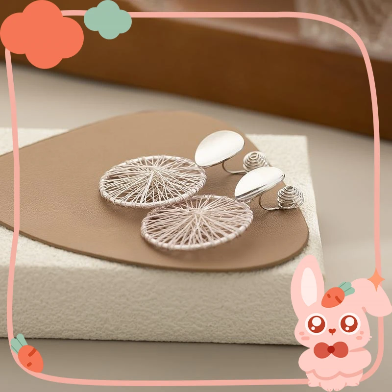 铜合金锆石耳饰 时尚气质饰品纹理缠绕网丝圆形耳针耳钉新款爆款