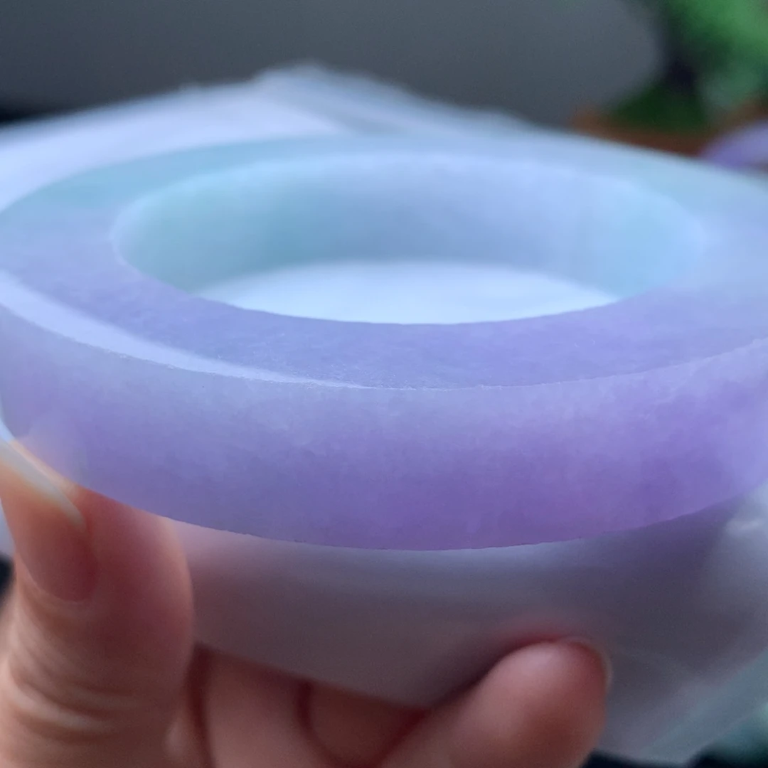 定制翡翠未镶嵌种老起胶紫罗兰超漏55一65