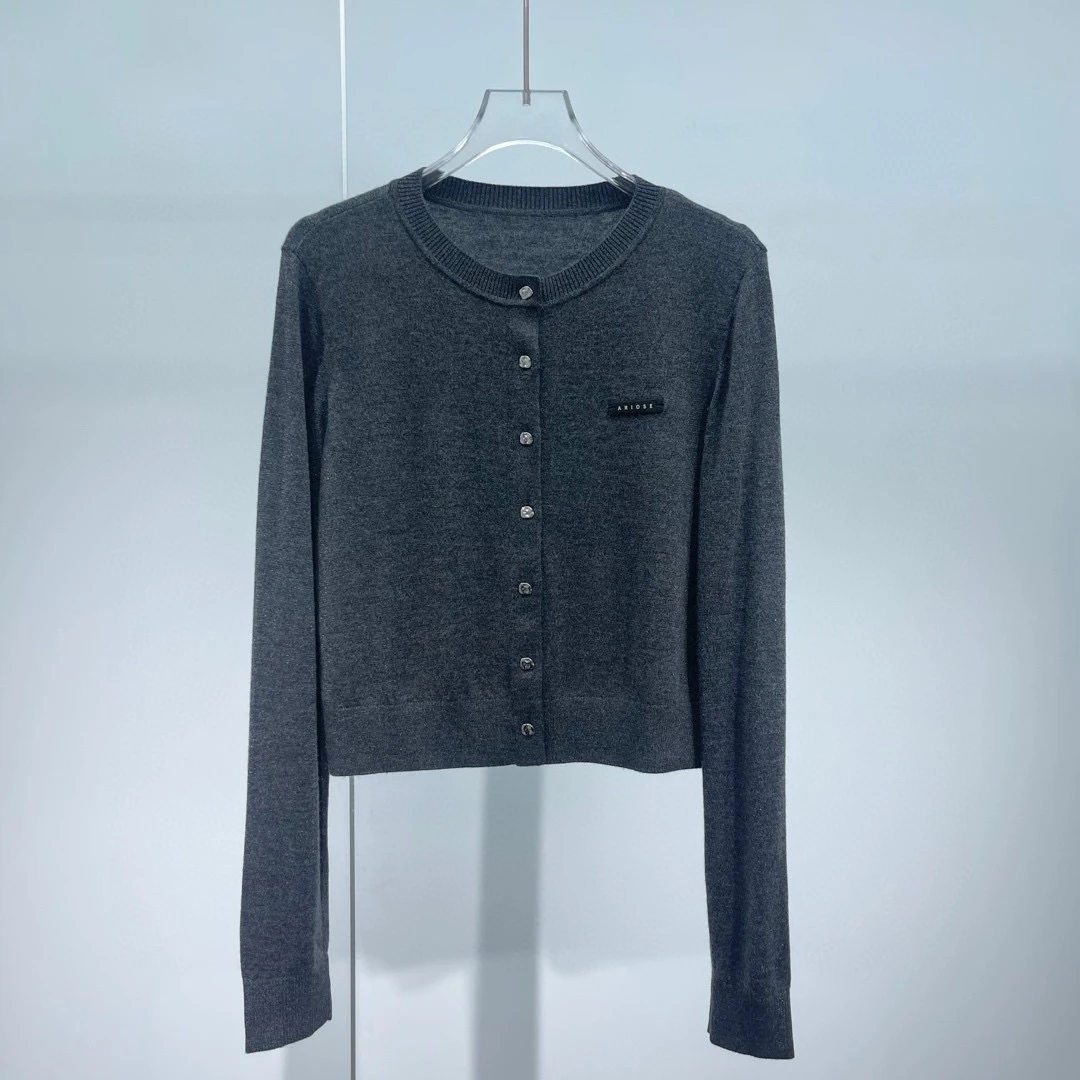 艾家同款2025春新款羊毛针织衫开衫外套毛衣女8133