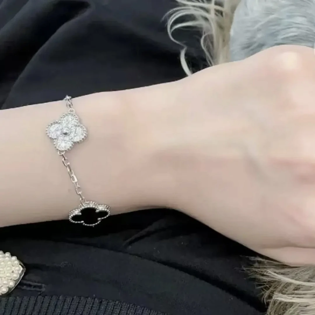 【毛毛专属款】高定银色链子-熊猫间钻手链