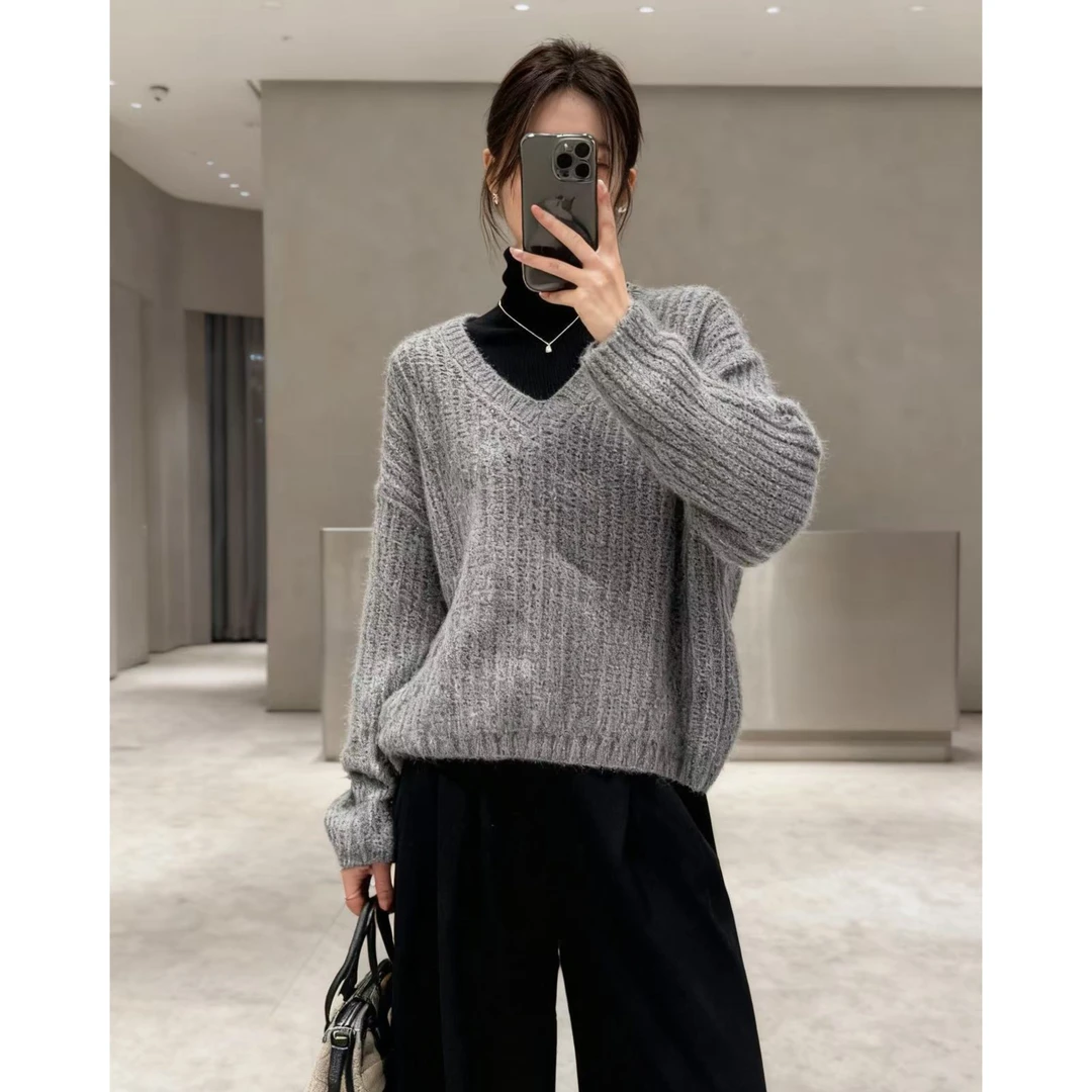 全毛高货~勿机洗！胸120-170长53粗针花纱针织小个子毛衣上衣 4324