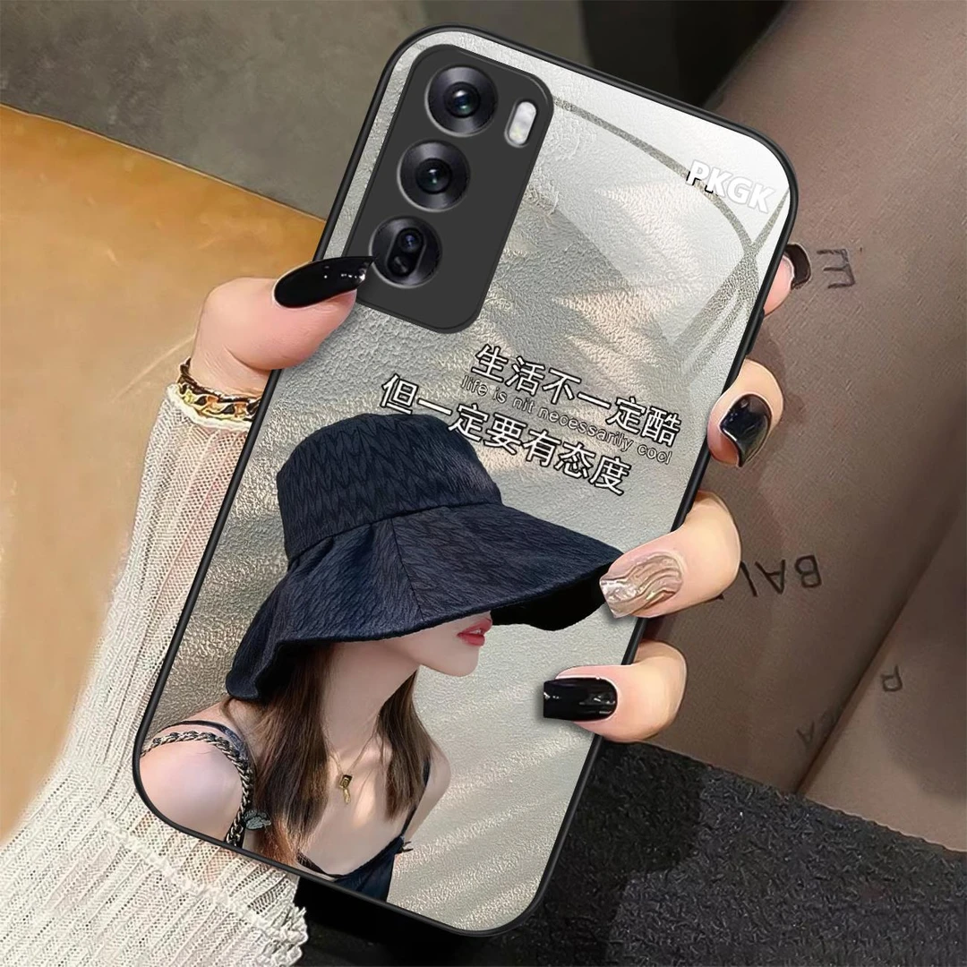 适用【OPPO Reno12】生活态度液态玻璃手机壳 超薄防摔 优雅时尚