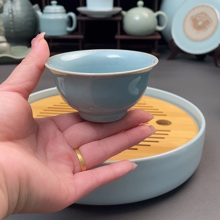 瓷片全手工支钉烧主人杯简包装