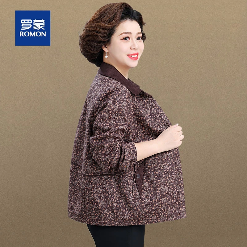 罗蒙50多岁妈妈秋装外套新款中老年人女春秋装上衣奶奶装休闲夹克
