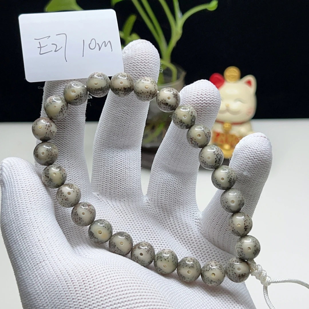 E27糯冰奶奶灰10mm圆珠一线天跑道留白手持一物一图星月菩提手串