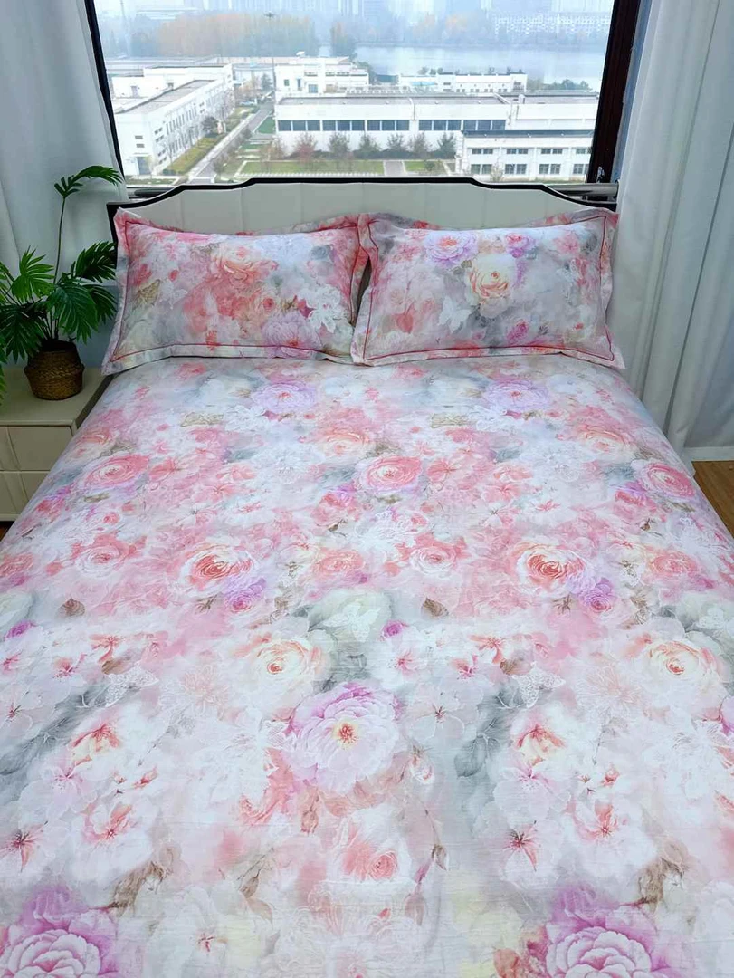 大床单2.5*2.4米高端数码印花大定位细纱精梳棉【花悦】