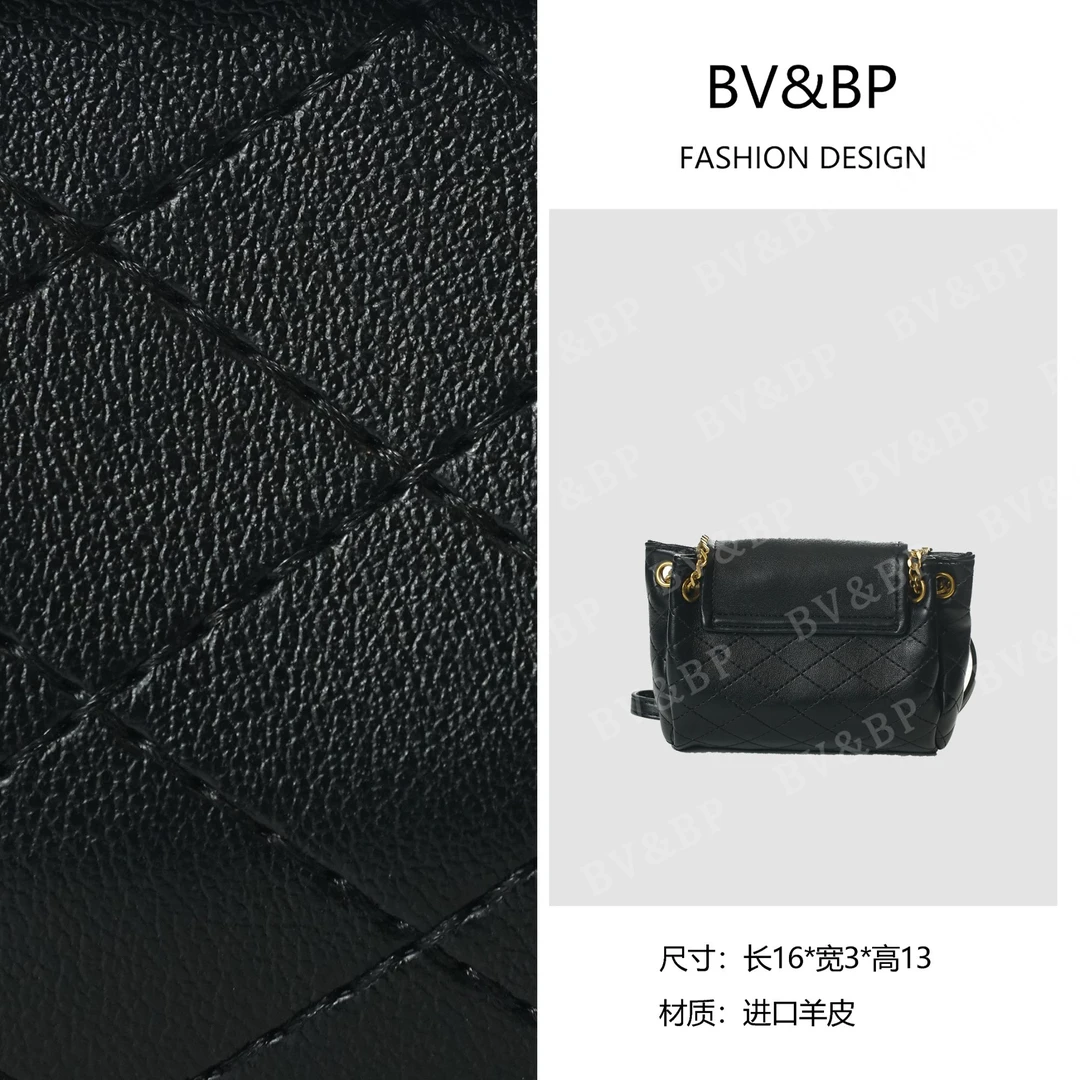 BV&BP· 原创设计 真皮高定单肩斜跨包 BV048-黑色