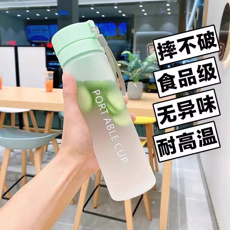 2025夏季小清新水杯女生运动便携杯子网红防摔茶杯食品级pc塑料杯