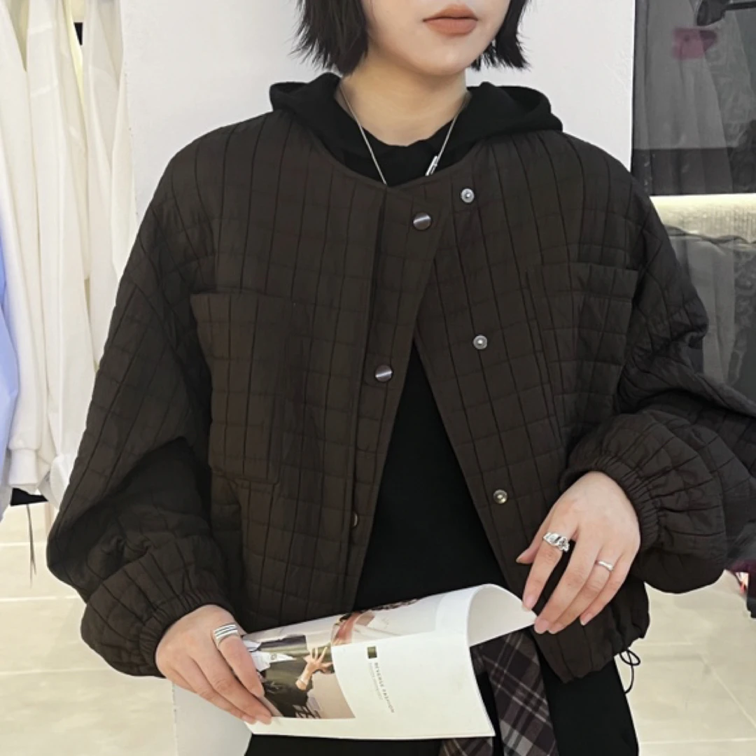 加厚短外套秋季复古灯芯绒棒球服棉衣宽松短款圆领