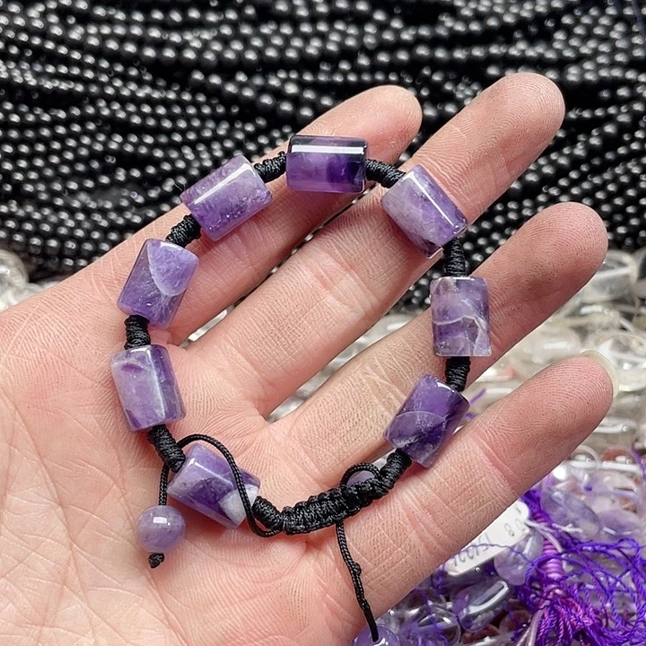 玛瑙/玉髓珠宝半成品未镶嵌一条10x14mm紫水晶手串