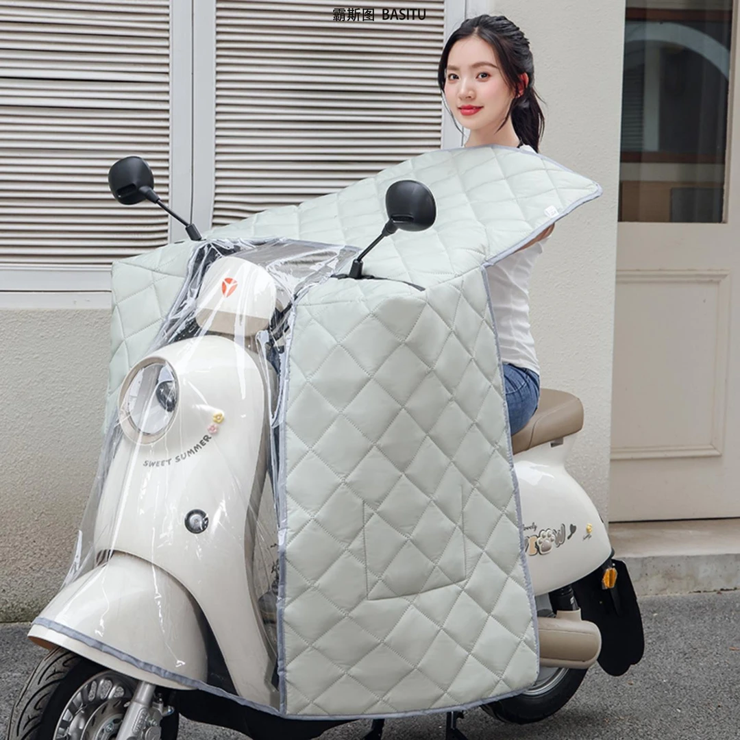 电动车挡风被四季通用中厚电瓶机车斗篷双面防水夏季防晒防雨罩