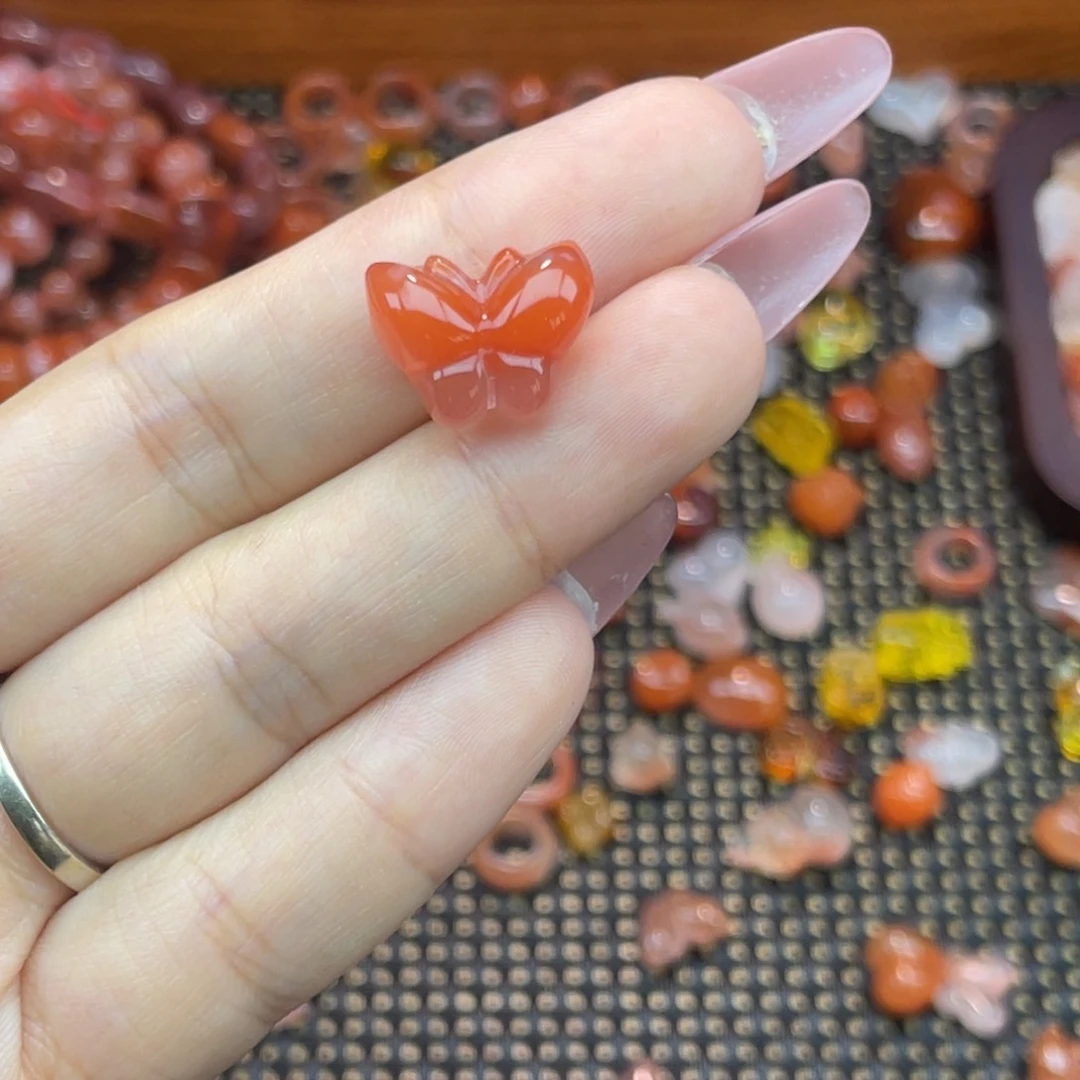 未镶嵌南红玛瑙珠宝半成品亮**✨蝴蝶