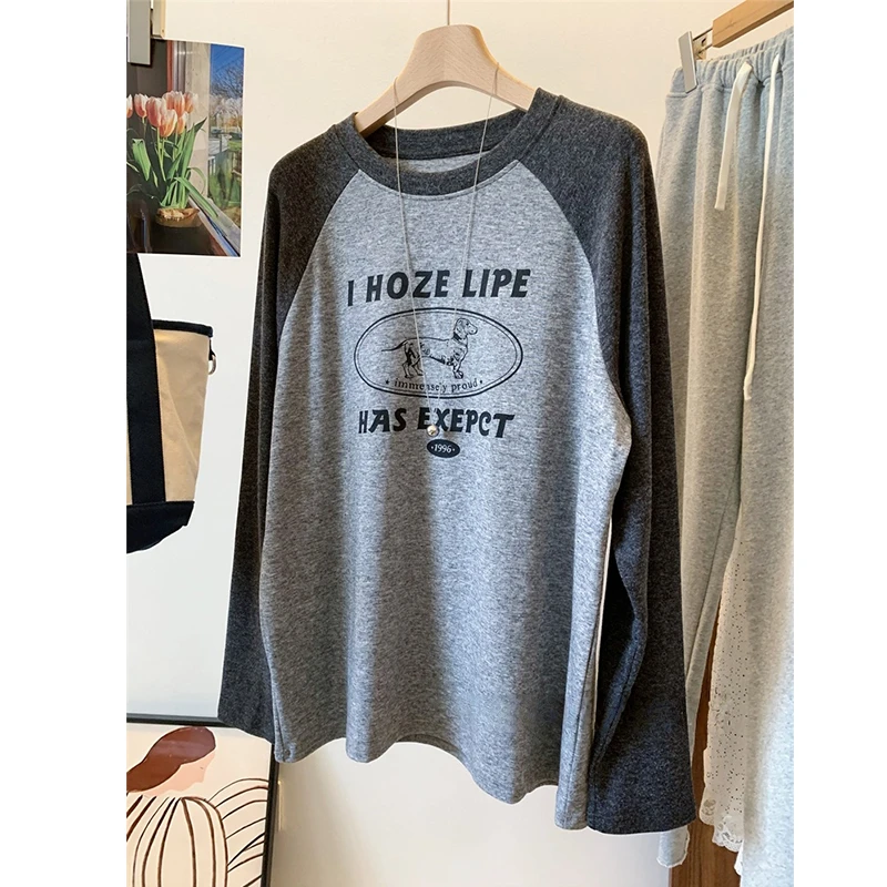 胖妹妹240斤大码韩版软糯薄绒插肩长袖打底衫女秋冬宽松显瘦上衣