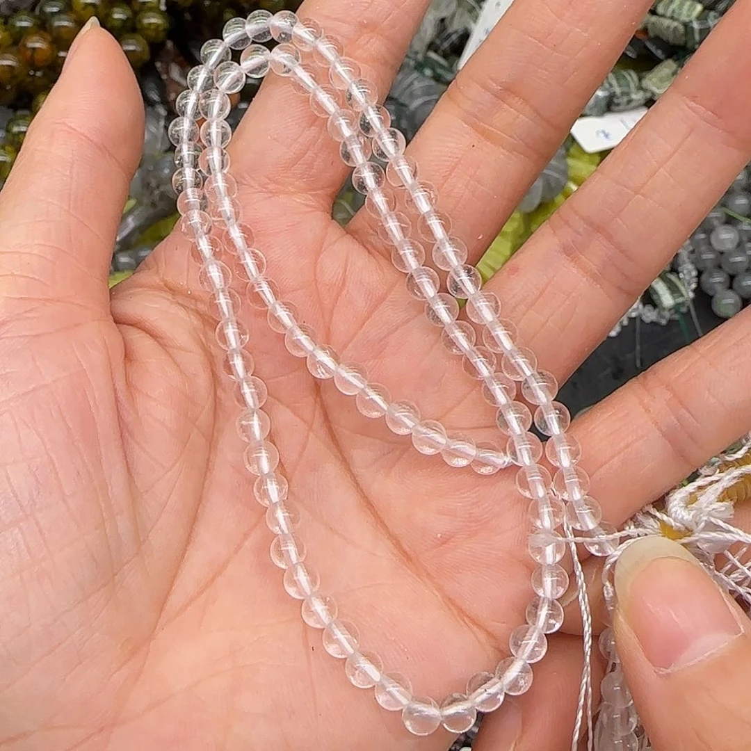 玛瑙/玉髓合金珠宝半成品白水晶4mm一条圆珠