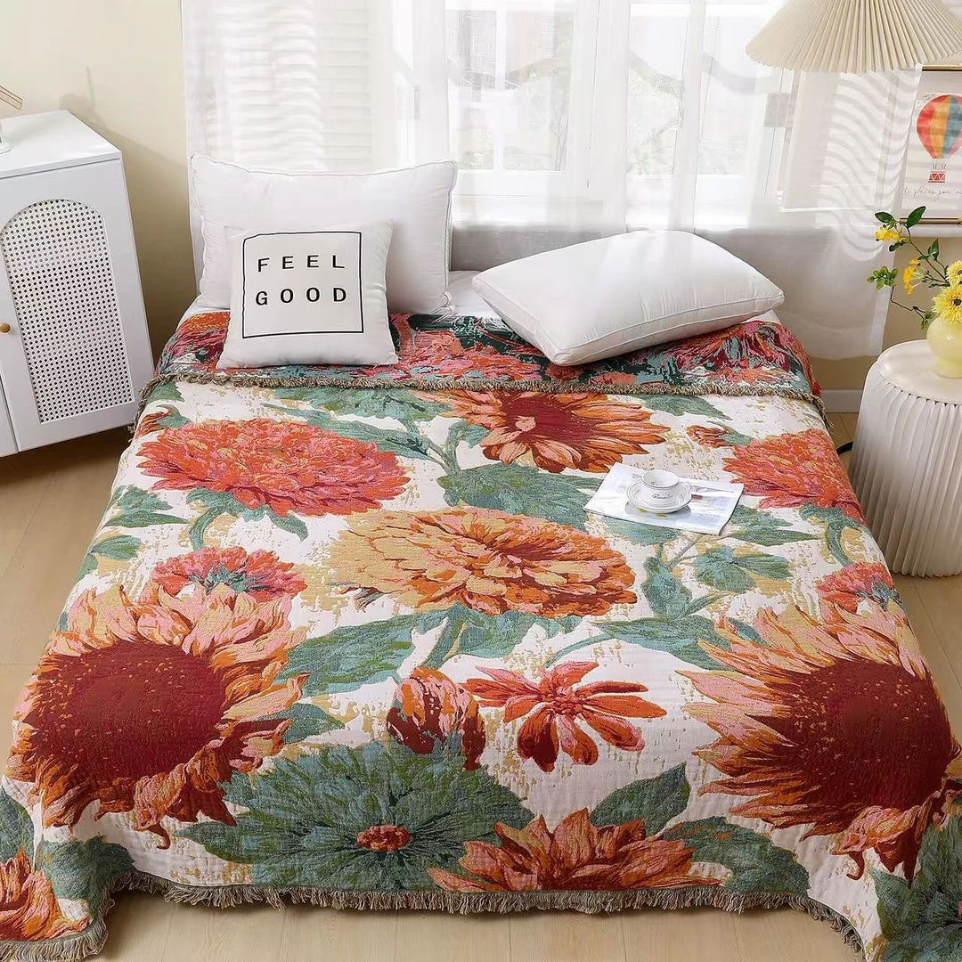 花开绽放    2.0*2.3M罗布麻轻奢高端亲肤盖毯