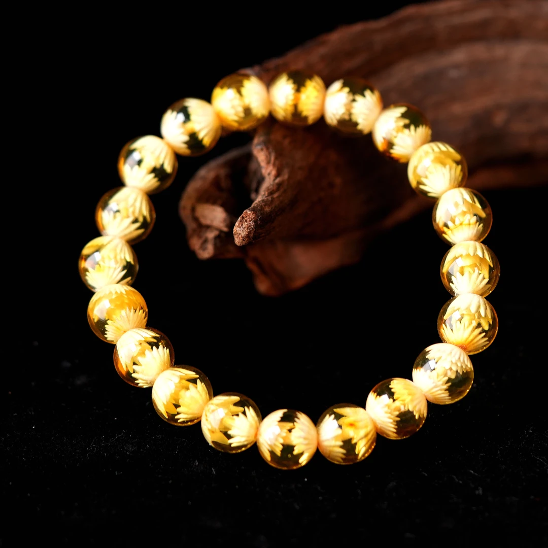 【书记晶选】250139内雕莲花蜜蜡手串10mm多样性发一件